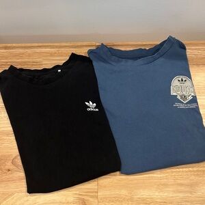 Adidas big boys Black and Blue Short Sleeve Tees good condition